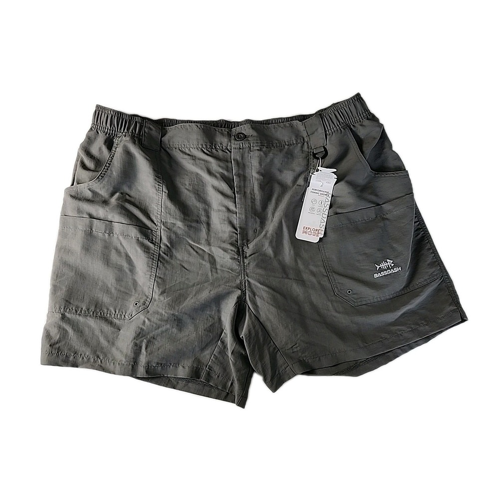 Bassdash Performance Fishing Shorts Men's 3XL UPF50 Water Resistant Gray 6" NWT